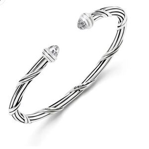 Peter Thomas Roth Silver-Tone Fantasies White Topaz Oval Cuff in Sterling Silver